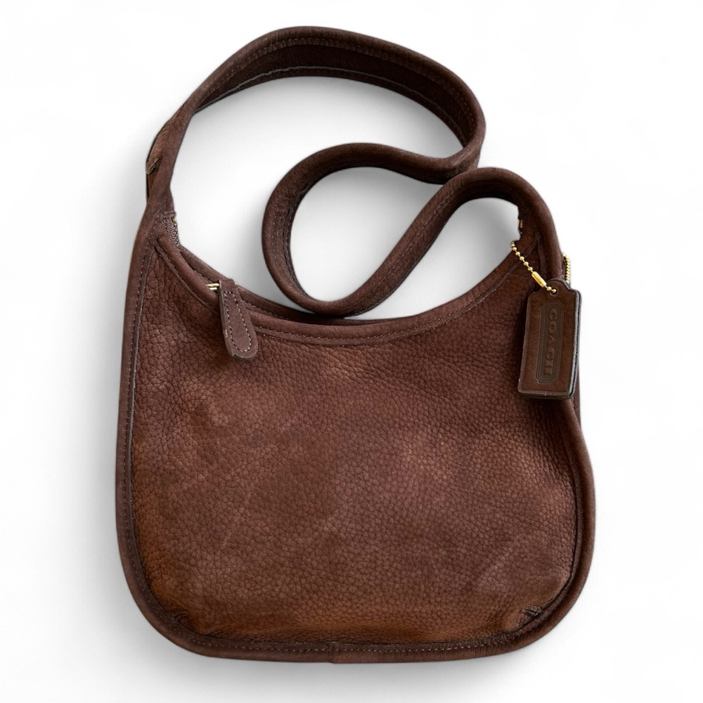 🍫 Vintage Coach Chocolate Nubuc Mini Ergo Zip Shoulder Bag 4396